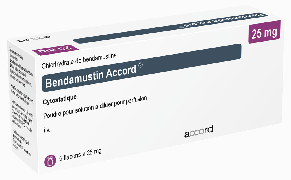 Packshot Bendamustin Accord® 25mg, 5 Durchstechflasche