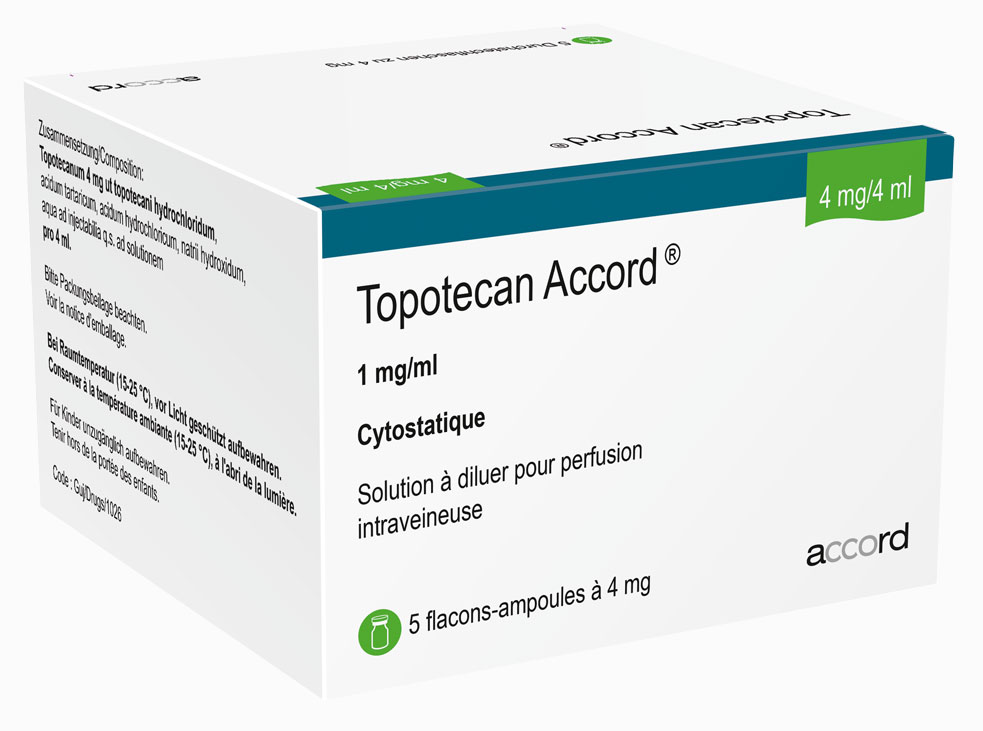 Packshot Topotecan Accord® 4 mg/4 ml, 5 Vials